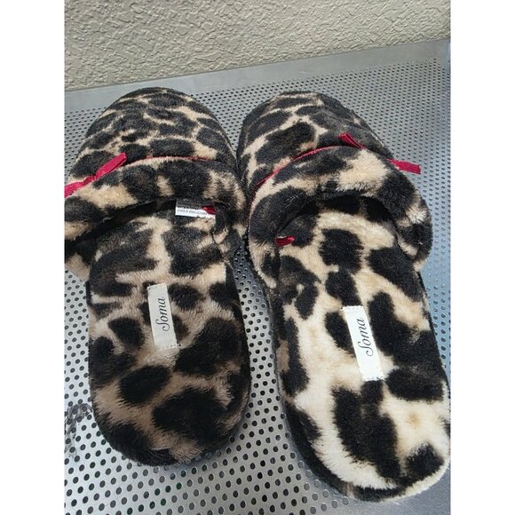 Soma Leopard Animal Print Slip On Slippers House Shoes Women's Size 5/6 - Picture 5 of 6